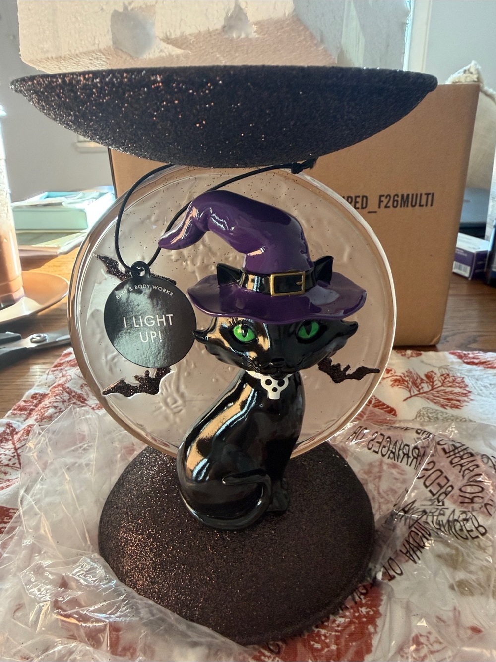 Bath & Body Works Halloween Light-Up Cat & Moon Pedestal